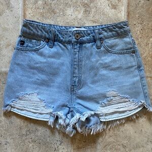 KanCan Light Blue Distressed Denim Jean Shorts